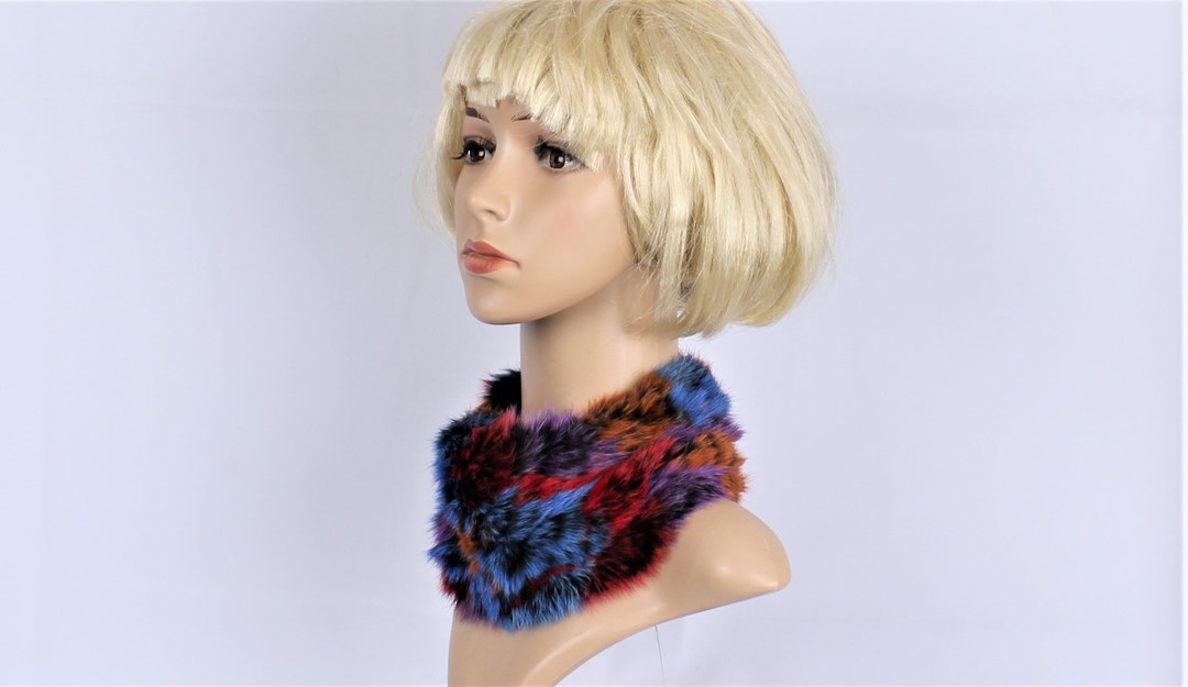 ALICE & LILY rabbit fur neck warmer red mix STYLE : SC/4375MRED image 0